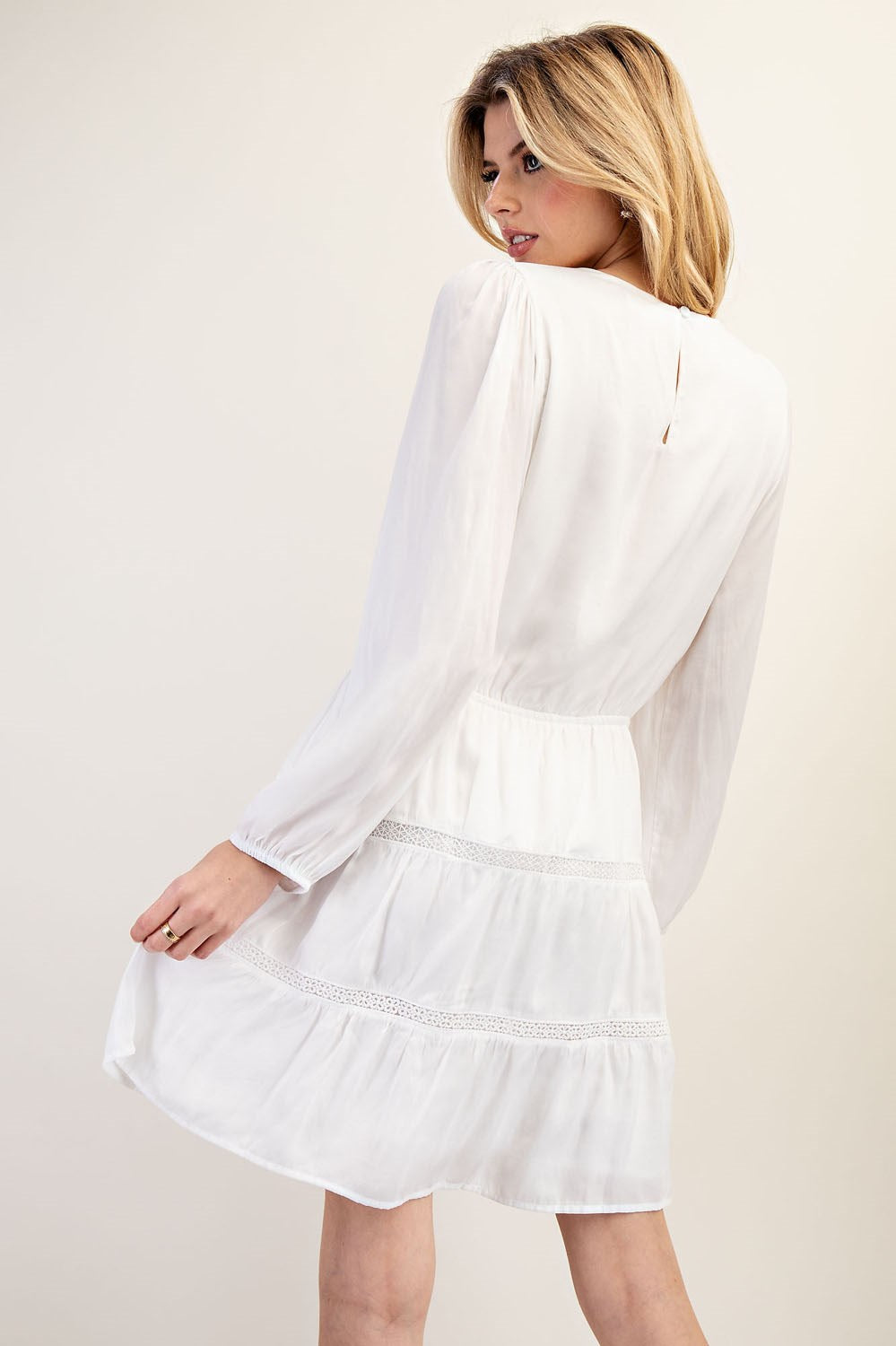 lace tiered mini dress Thrse White embellished floral-lace tiered mini dress (Final Sale), XL / White