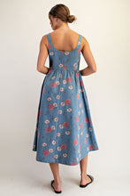 Load image into Gallery viewer, Denim Floral Midi Dress