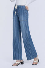 Load image into Gallery viewer, Drawcord Stripe Wide Jeans
