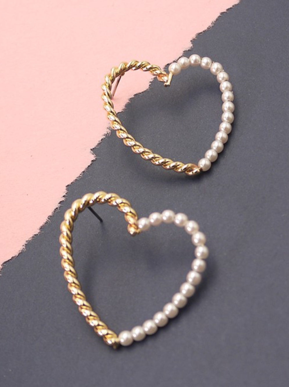 Pearl & Rope Heart Earrings