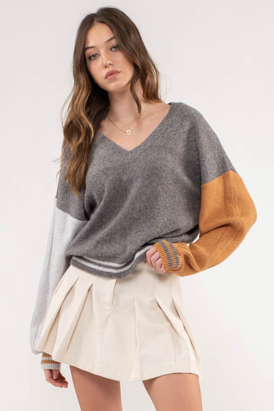 V-Neck Colorblock Sweater