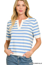 Load image into Gallery viewer, Split Neck Stripe Sweater
