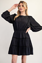 Load image into Gallery viewer, Lace Tiered Mini Dress Black
