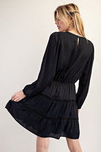 Load image into Gallery viewer, Lace Tiered Mini Dress Black
