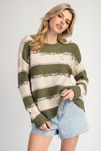 Load image into Gallery viewer, Distressed Striped Sweater
