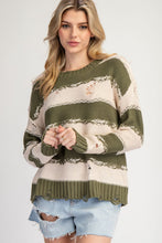 Load image into Gallery viewer, Distressed Striped Sweater
