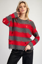 Load image into Gallery viewer, Distressed Striped Sweater
