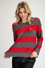 Load image into Gallery viewer, Distressed Striped Sweater

