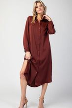 Load image into Gallery viewer, Midi Satin Shirt Dress
