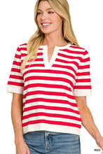 Load image into Gallery viewer, Split Neck Stripe Sweater
