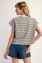 Load image into Gallery viewer, Striped Textured SS Top

