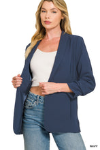 Load image into Gallery viewer, Woven Ruched Sleeve Blazer
