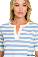 Load image into Gallery viewer, Split Neck Stripe Sweater
