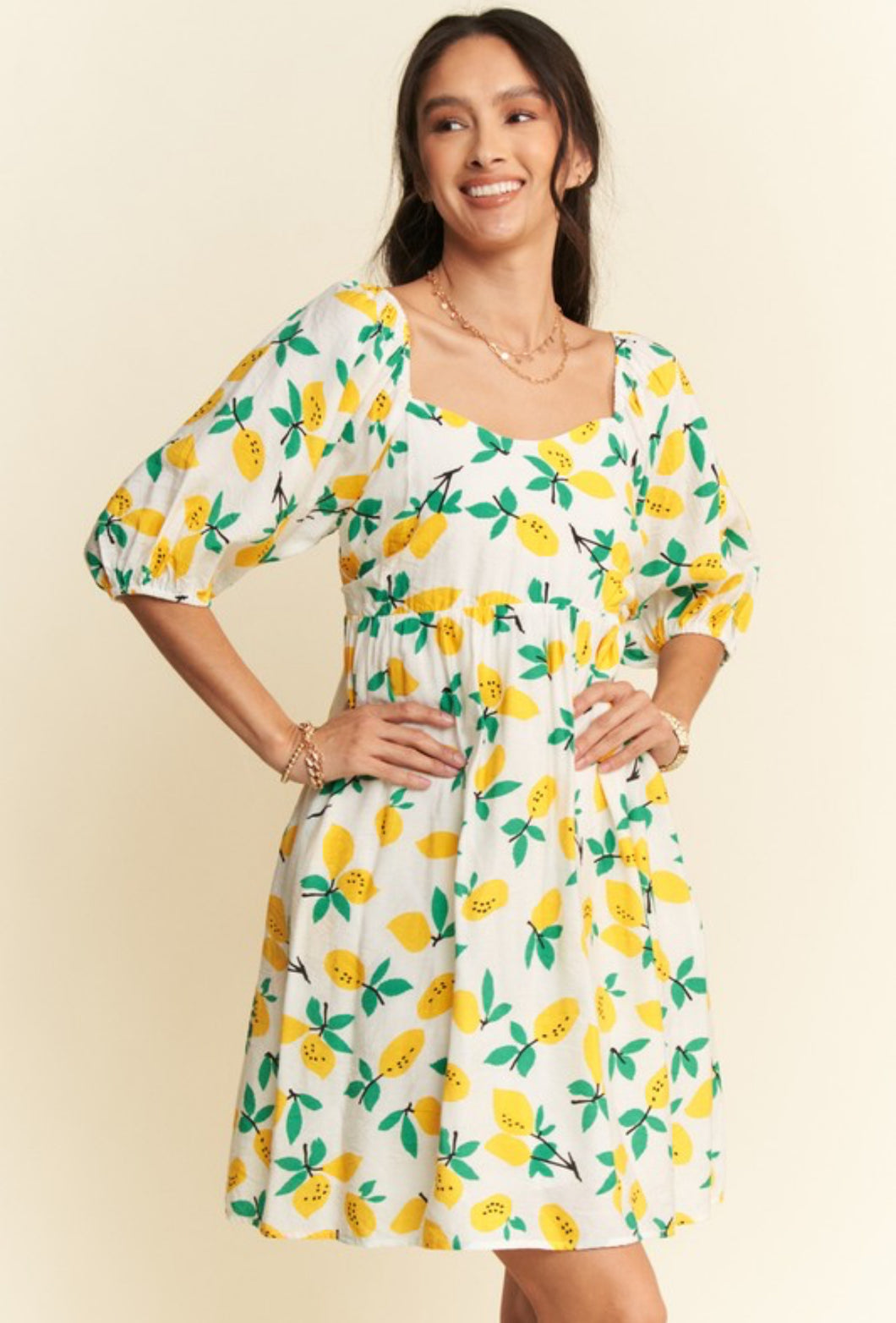 Lemon Sweetheart Neckline Dress