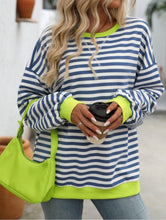 Load image into Gallery viewer, Stripe Contrast Color Sweatshirt
