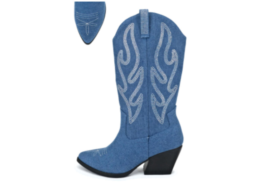 Denim Sparkle Boots