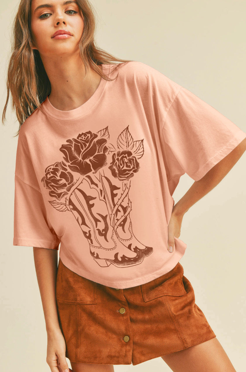 Cowboy Boots and Roses Tee