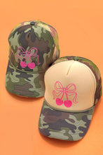 Load image into Gallery viewer, Camo Bow Cherry Hat
