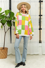 Load image into Gallery viewer, Checker Colorblock Sweater
