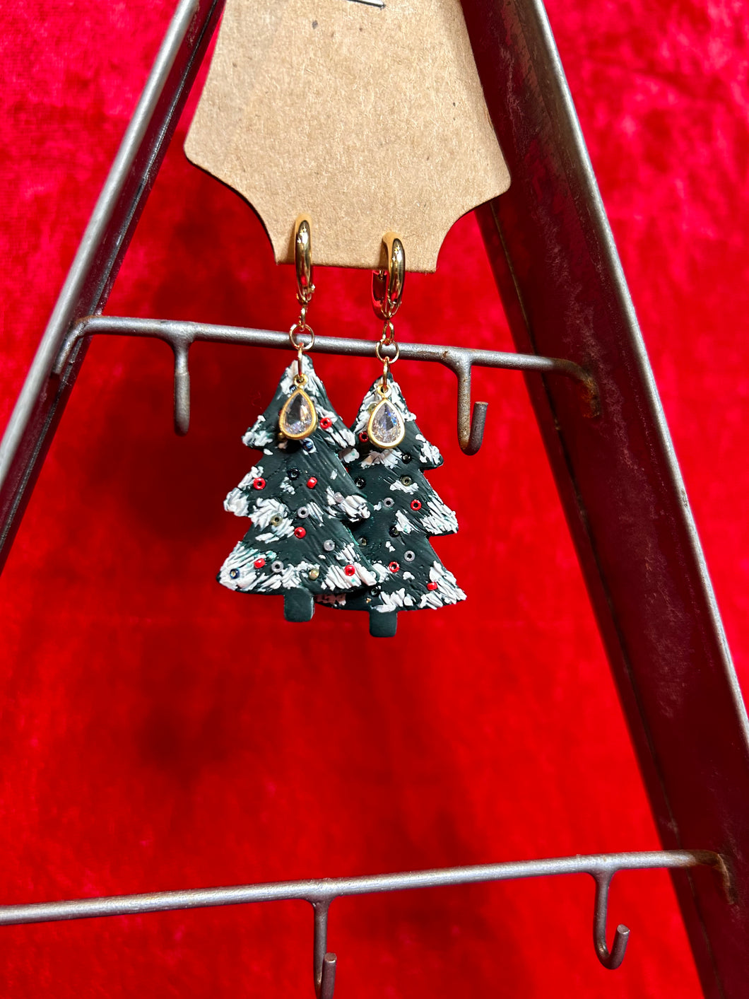 Diamond Christmas Tree Earrings
