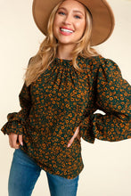 Load image into Gallery viewer, Frilled Floral Mock Neck Top
