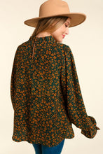 Load image into Gallery viewer, Frilled Floral Mock Neck Top
