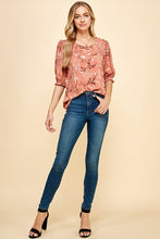 Load image into Gallery viewer, Floral Smocked 3/4 Sleeve Top
