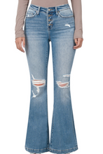 Load image into Gallery viewer, High Rise Distressed Flare Jeans
