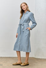 Load image into Gallery viewer, Chambray Button Shirt Dress
