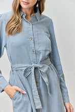 Load image into Gallery viewer, Chambray Button Shirt Dress

