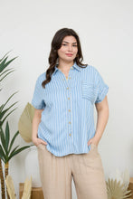 Load image into Gallery viewer, Stripe Chambray Button Top
