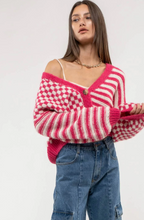 Load image into Gallery viewer, Striped Checkered Cardigan
