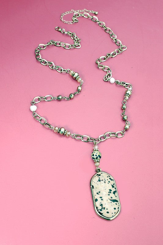 Long Stone Pendant Necklace