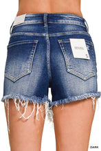 Load image into Gallery viewer, Dark Fray Denim Shorts
