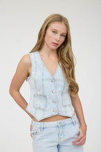 Load image into Gallery viewer, Tailored V-Neck Denim Vest
