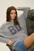Load image into Gallery viewer, Distressed Varsity Sweater
