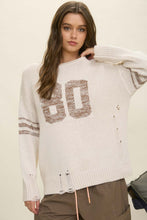Load image into Gallery viewer, Distressed Varsity Sweater
