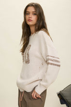 Load image into Gallery viewer, Distressed Varsity Sweater
