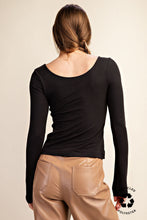Load image into Gallery viewer, Black Round Neck LS Top
