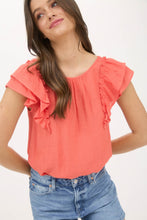Load image into Gallery viewer, Ruffle Sleeve Back Bow Top
