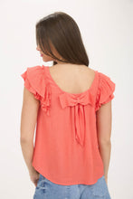 Load image into Gallery viewer, Ruffle Sleeve Back Bow Top
