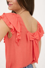 Load image into Gallery viewer, Ruffle Sleeve Back Bow Top
