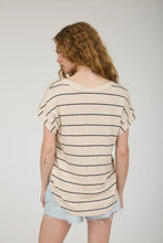 Load image into Gallery viewer, Stripe V-Neck Cuffed Top
