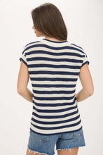 Load image into Gallery viewer, Stripe Crochet Short Sleeve Top
