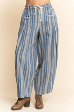 Load image into Gallery viewer, Striped Drawstring Denim Pants
