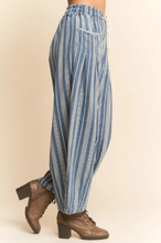 Load image into Gallery viewer, Striped Drawstring Denim Pants
