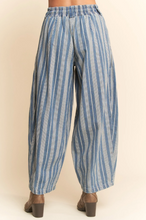 Load image into Gallery viewer, Striped Drawstring Denim Pants
