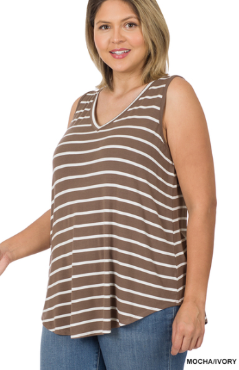 Striped V-Neck Tank