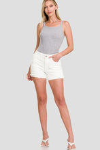 Load image into Gallery viewer, Cuffed Raw Hem White Shorts
