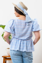 Load image into Gallery viewer, Gingham Puff Sleeve Top
